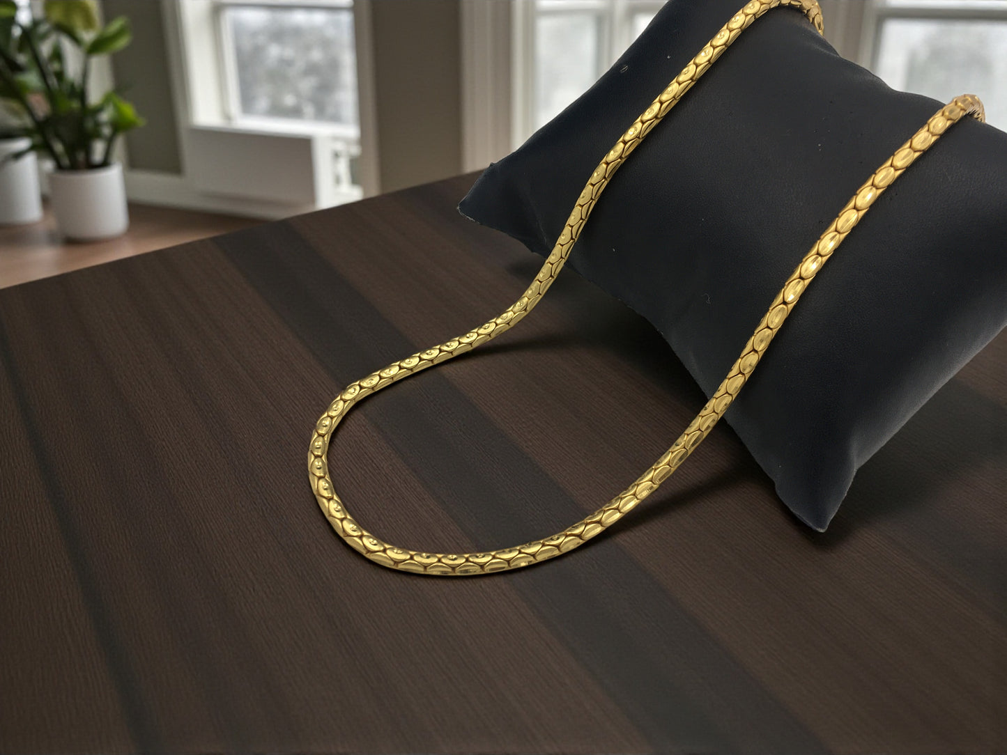 AURIC LEAF-LINK FORMING GOLD 22 INCH MEN'S CHAIN