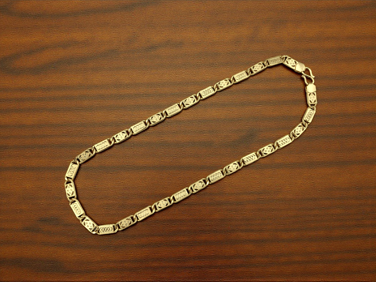 REGAL ETCHED LINK GOLD 20 INCH MEN'S CHAIN