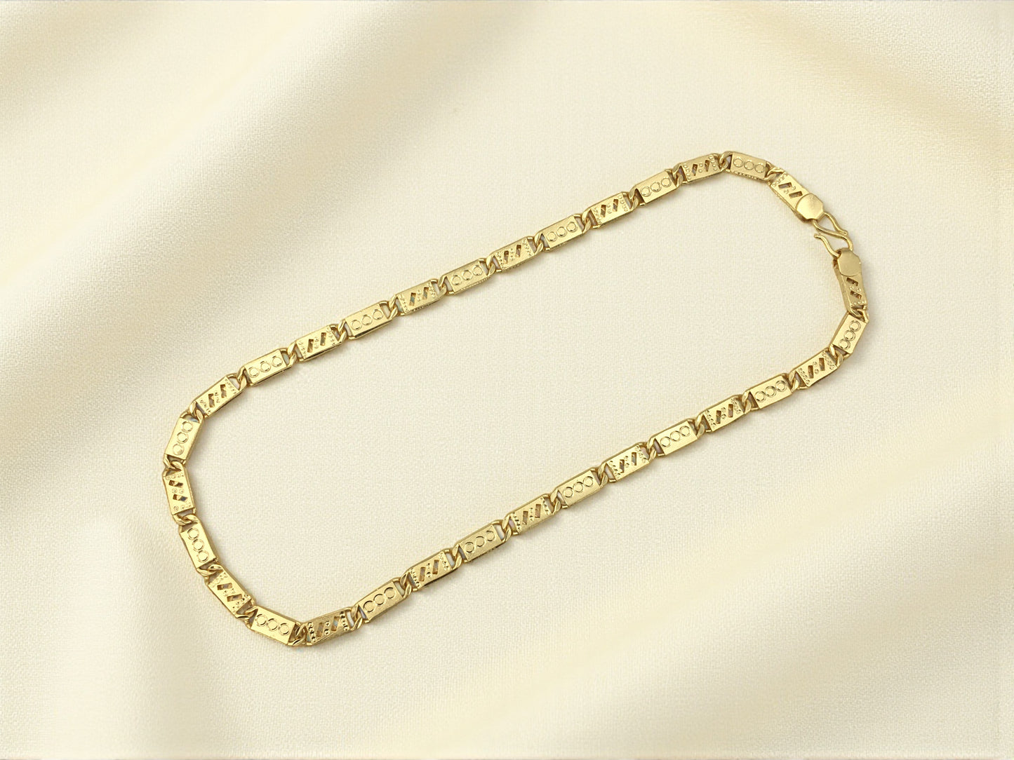 GEOMETRIC EMBOSSED LINK GOLD 20 INCH MEN'S CHAIN