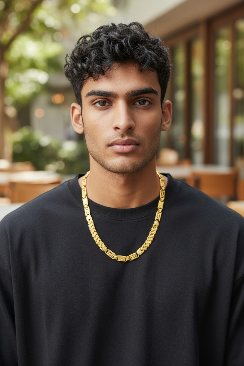 ROYAL GREEK CUBAN MICRO GOLD PLATED CHAIN FOR MEN | PREMIUM BRASS CUBAN LINK CHAIN
