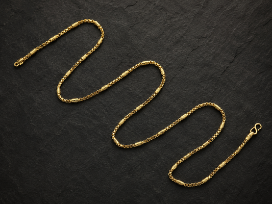 AURIC BOX LINK MICRO GOLD PLATED GOLD CHAIN FOR MEN | PREMIUM BRASS BOX CHAIN