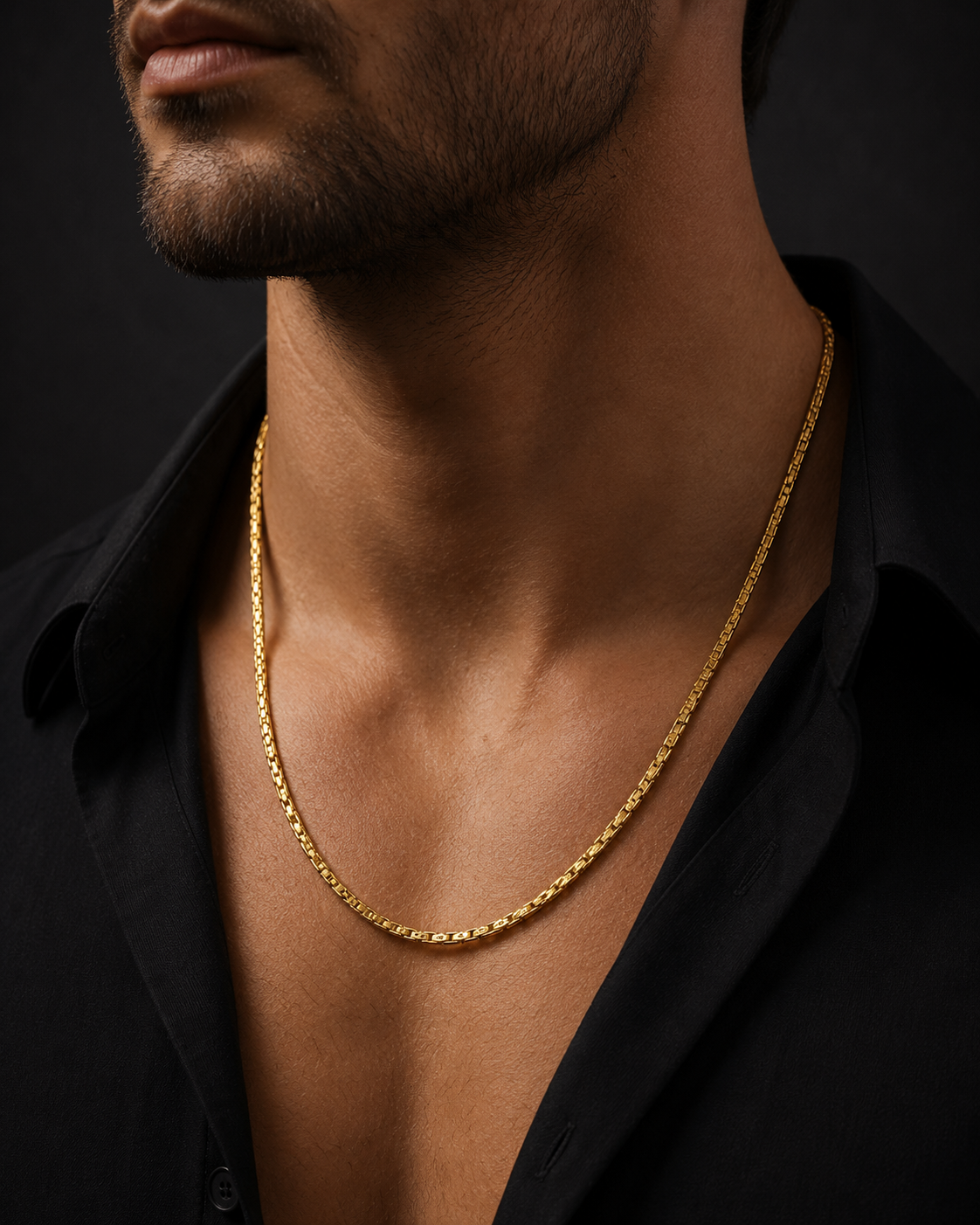 ROYAL GRID MICRO GOLD PLATED GOLD CHAIN FOR MEN | PREMIUM BRASS GRID LINK CHAIN