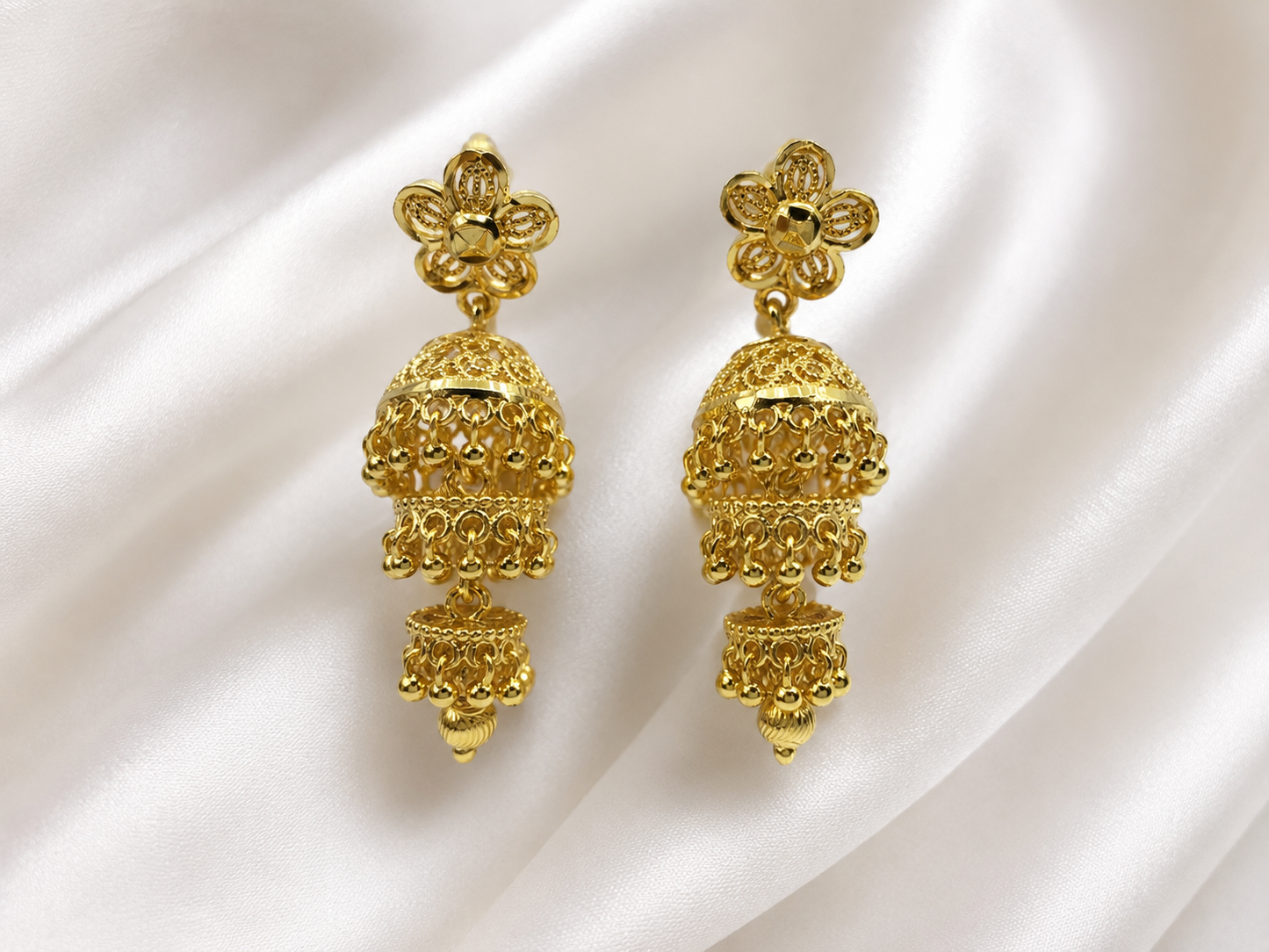 AARVI MICRO GOLD PLATED JHUMKI EARRINGS FOR WOMEN | PREMIUM BRASS TRADITIONAL JHUMKA