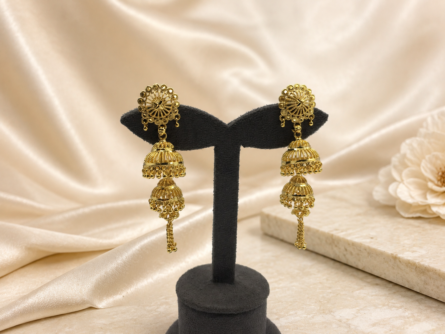 YASHIKA MICRO GOLD PLATED JHUMKI EARRINGS FOR WOMEN | PREMIUM BRASS TRADITIONAL JHUMKA