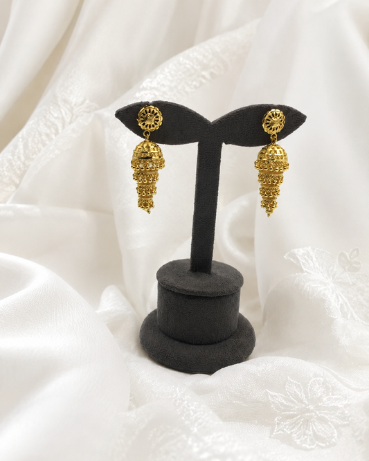 RIDHIMA MICRO GOLD PLATED JHUMKI EARRINGS FOR WOMEN | PREMIUM BRASS TRADITIONAL JHUMKA