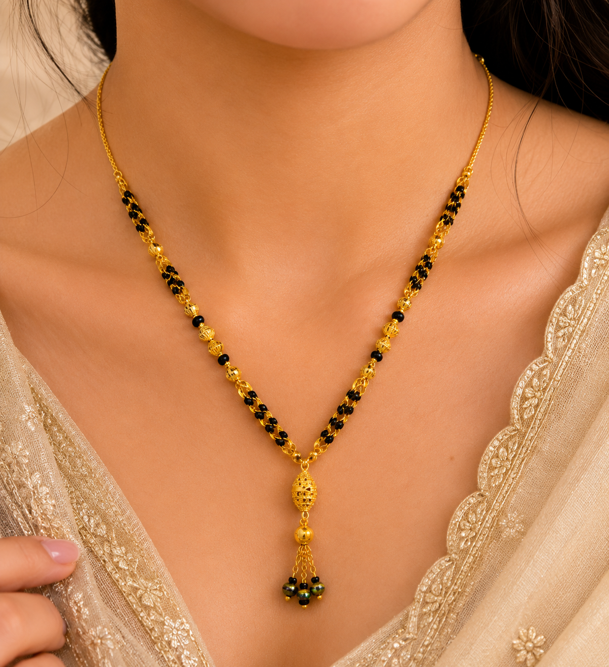 MANGALYA TARINI MICRO GOLD PLATED MANGALSUTRA FOR WOMEN | TRADITIONAL GOLD FINISH MANGALSUTRA