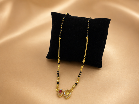 MANGALYA HRIDAYA AD STONE MICRO GOLD PLATED MANGALSUTRA FOR WOMEN | TRADITIONAL GOLD FINISH MANGALSUTRA
