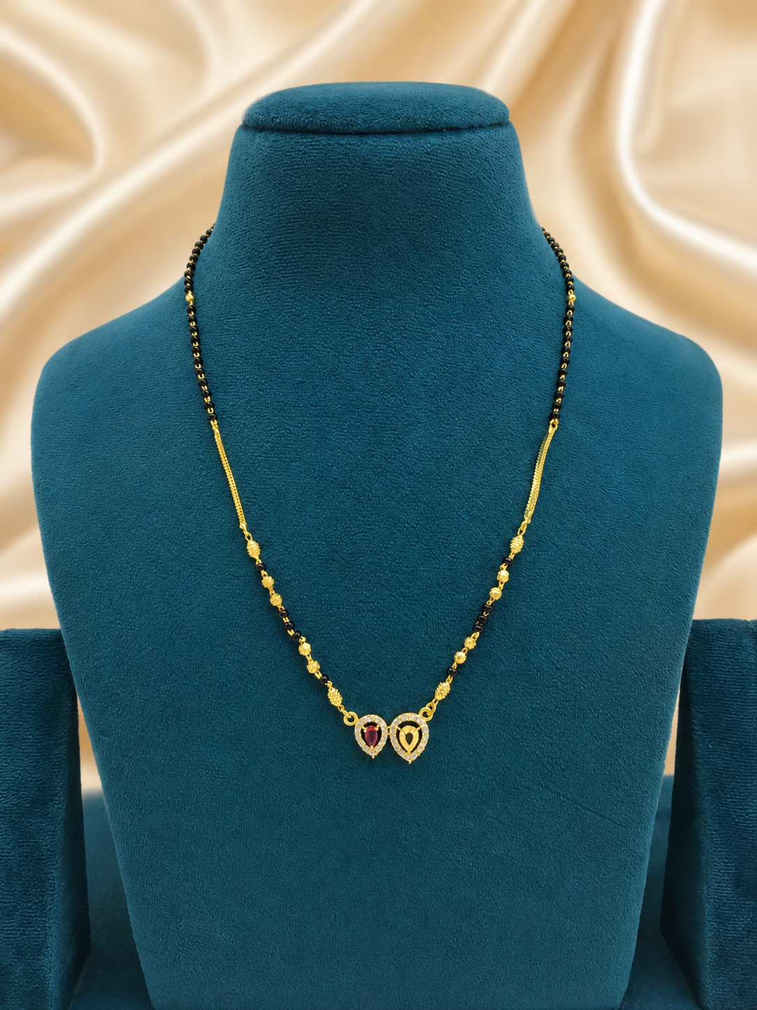 MANGALYA HRIDAYA AD STONE MICRO GOLD PLATED MANGALSUTRA FOR WOMEN | TRADITIONAL GOLD FINISH MANGALSUTRA