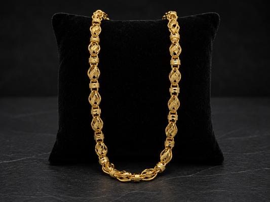ROYAL INFINITY WEAVE MICRO GOLD PLATED CHAIN FOR MEN | PREMIUM BRASS WEAVE CHAIN