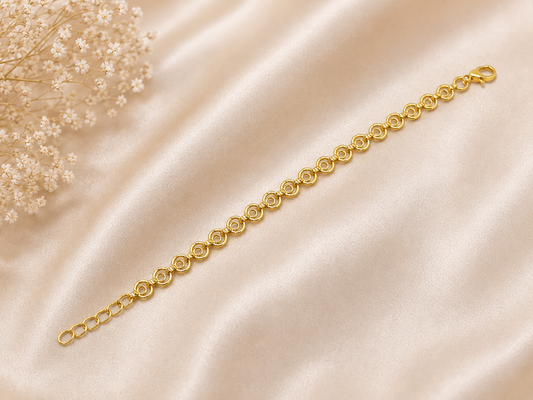 CLASSIC CIRCLE LINK MICRO GOLD PLATED BRACELET FOR WOMEN