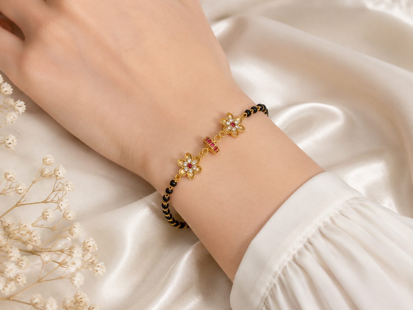 RUBY BLOSSOM MANGALSUTRA BRACELET