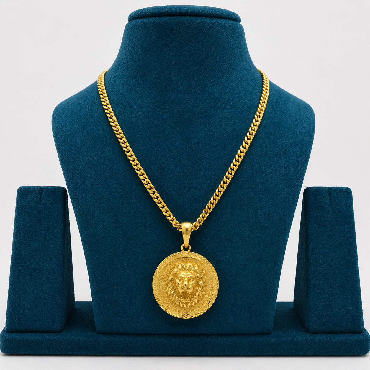 LION FACE MICRO GOLD PLATED MEN’S CHAIN PENDANT