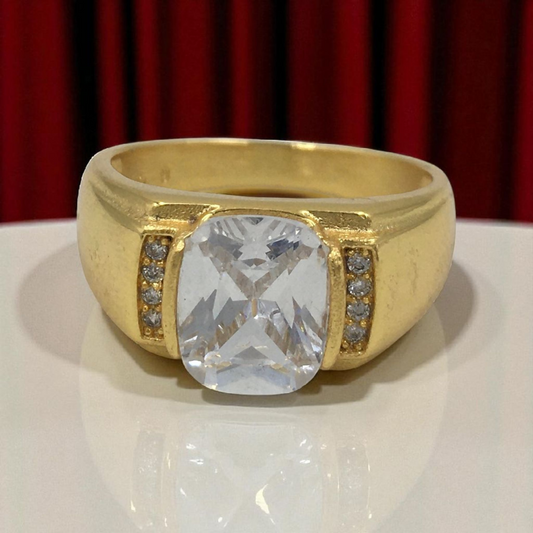 CRYSTAL WHITE MICRO GOLD PLATED RING