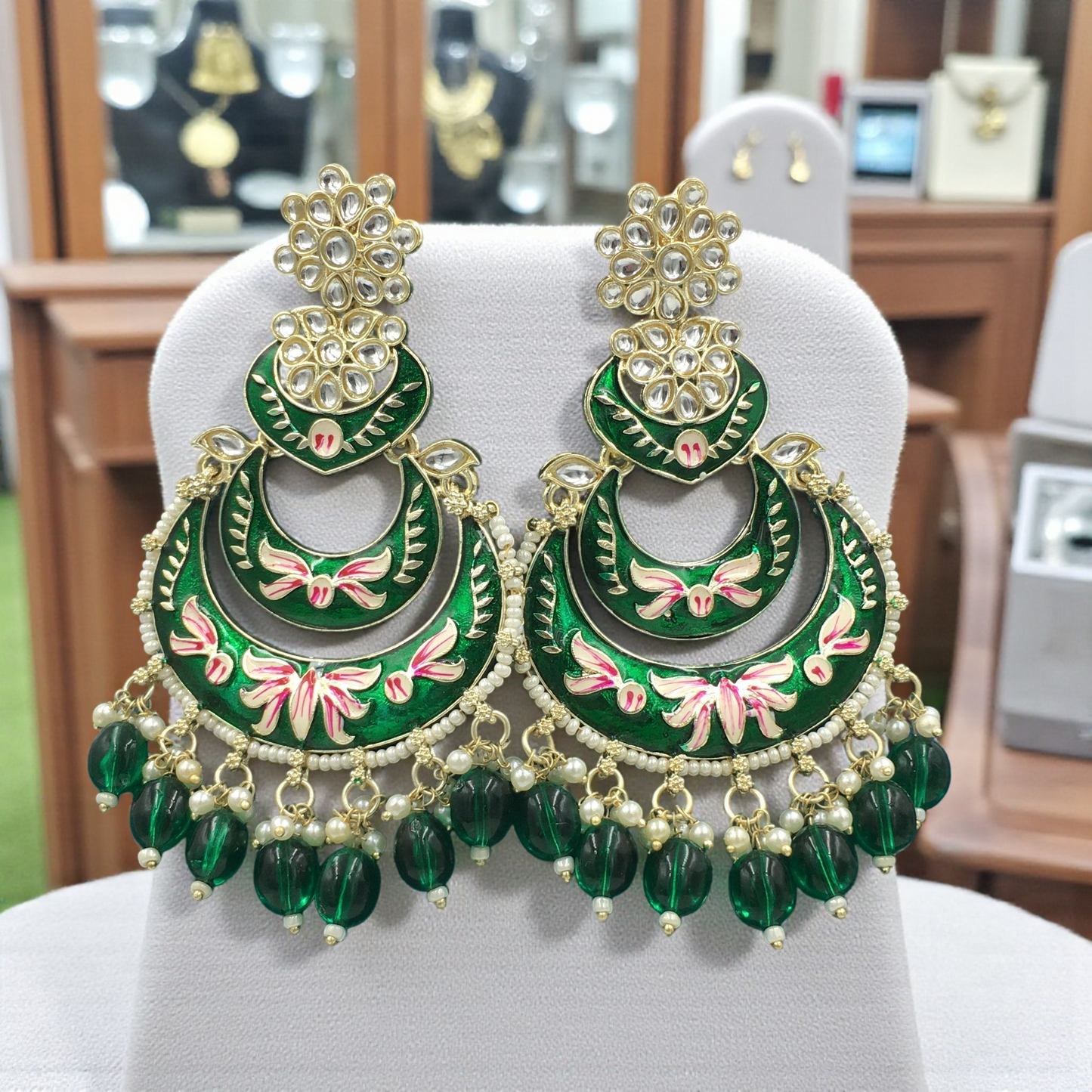 FESTIVE FLAIR KUNDAN DROPS CHANDBALI