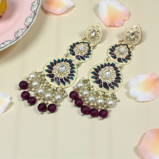 ZEHRA CRESCENT KUNDAN DROPS CHANDBALI