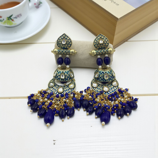 JAIPURI ADAH KUNDAN DROPS CHANDBALI