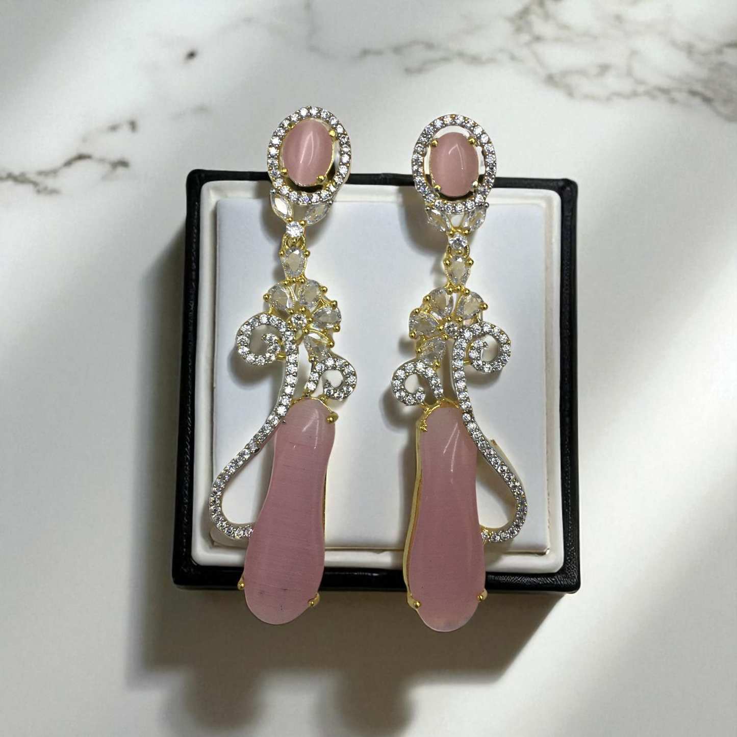 NIYA AMERICAN DIAMOND LONG EARRINGS