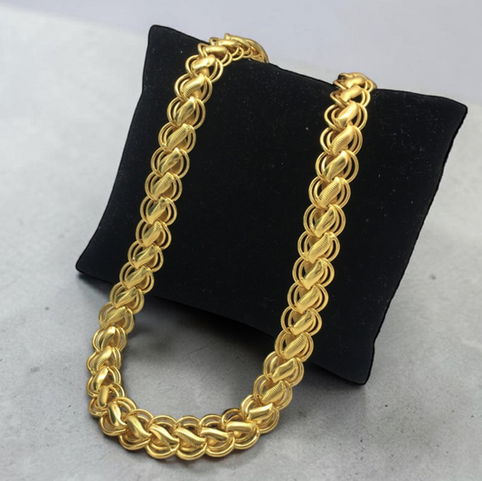 MODERN TEXTURED PATTERN GOLD PLATED MEN'S CHAIN