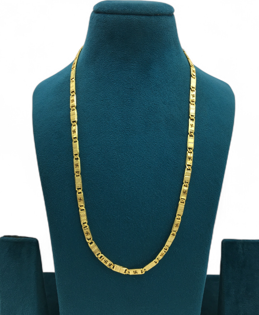 AUSPICIOUS SWASTIK ENGRAVED MEN’S GOLD CHAIN