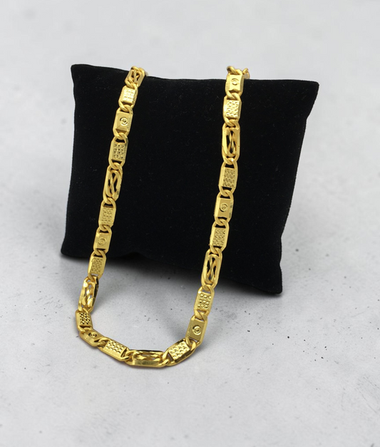 RECTANGULAR DESIGN MICRO GOLD MEN’S CHAIN