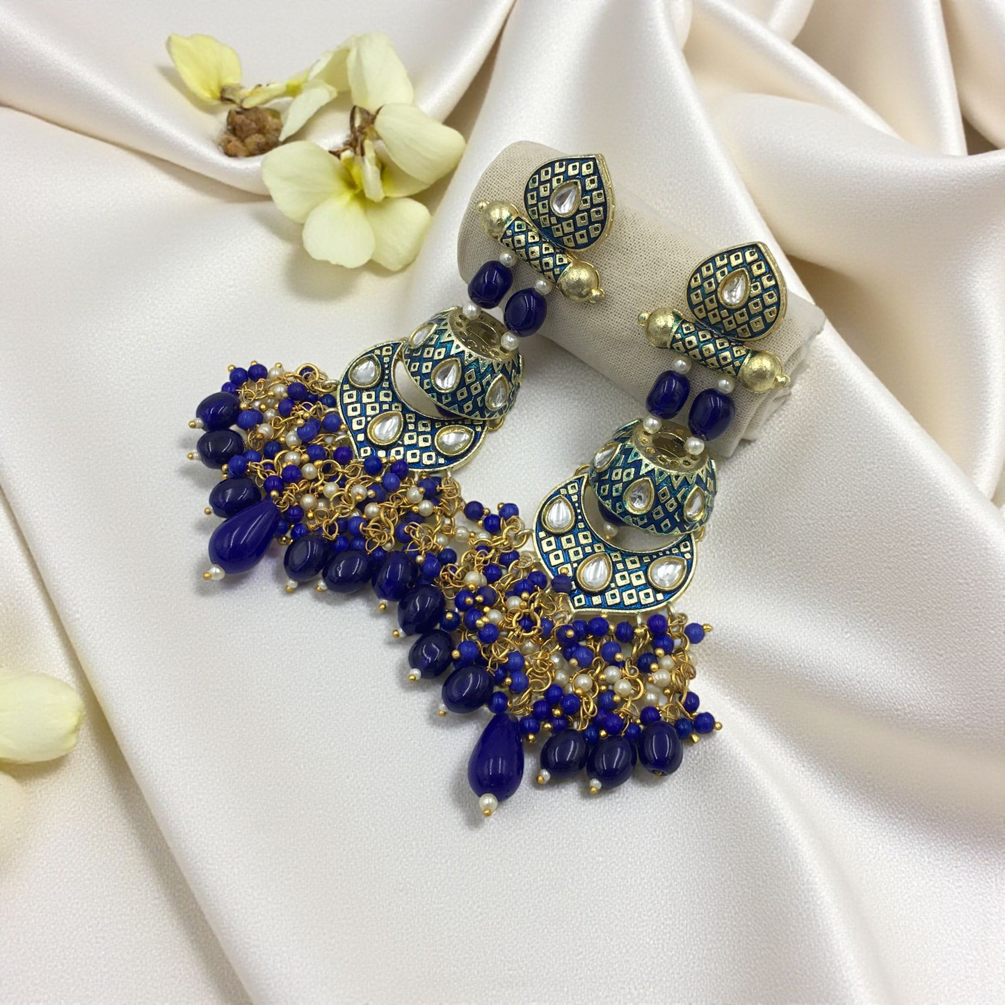 JAIPURI ADAH KUNDAN DROPS CHANDBALI