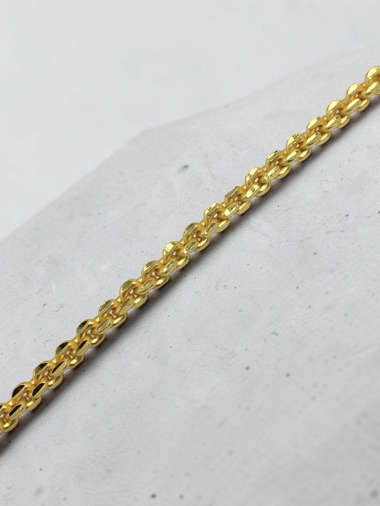 DIAMOND CUT ROLO MICRO GOLD PLATED BRACELET FOR MEN | PREMIUM BRASS BRACELET