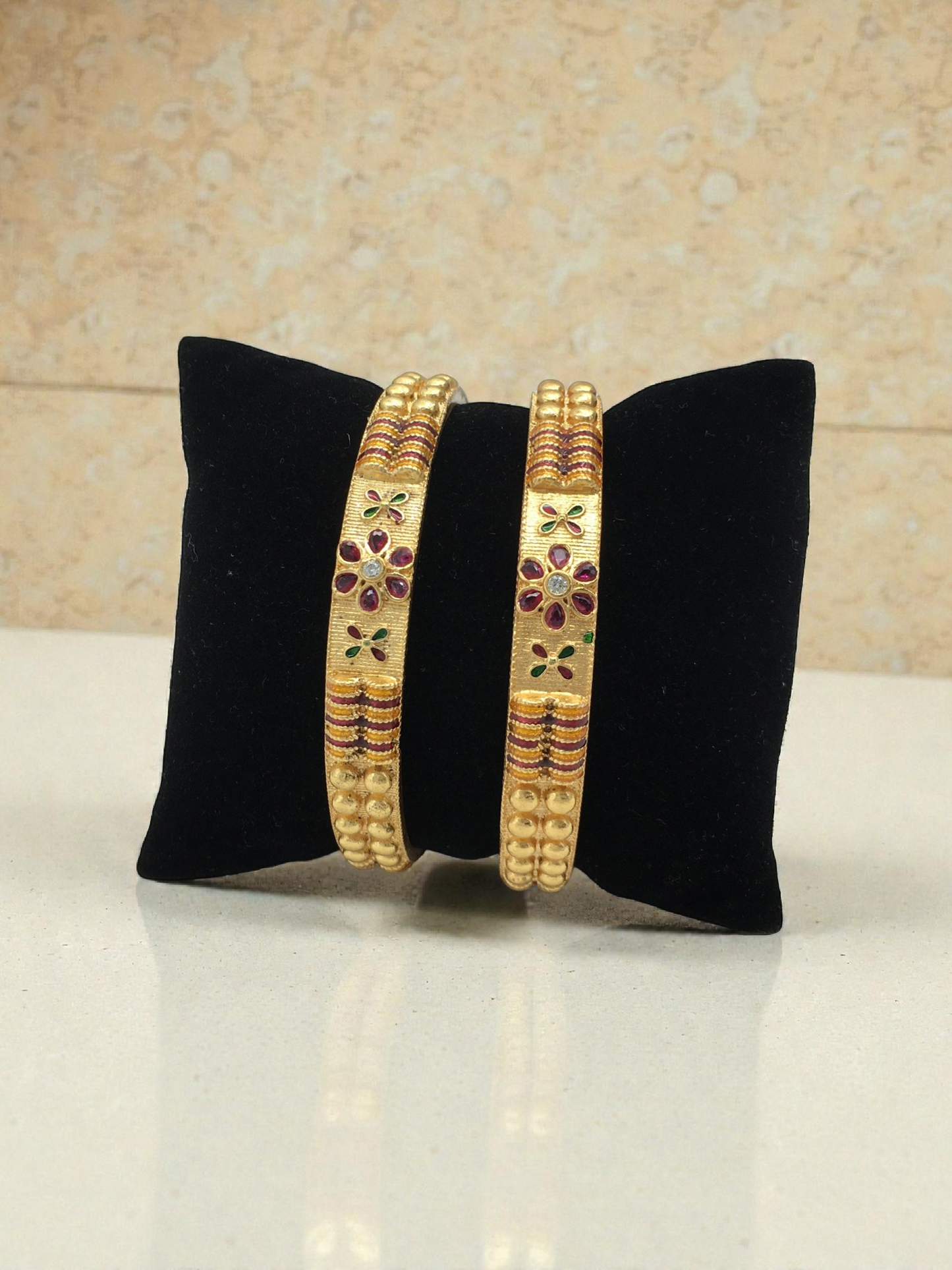 FLORAL MULTICOLOR MICRO GOLD PLATED BANGLES FOR WOMEN