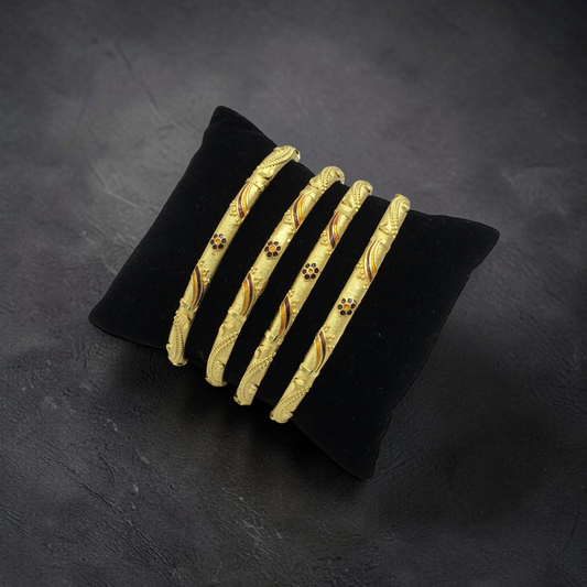 FLORAL LEAF DESIGN MICRO GOLD PLATED BANGLES FOR WOMEN