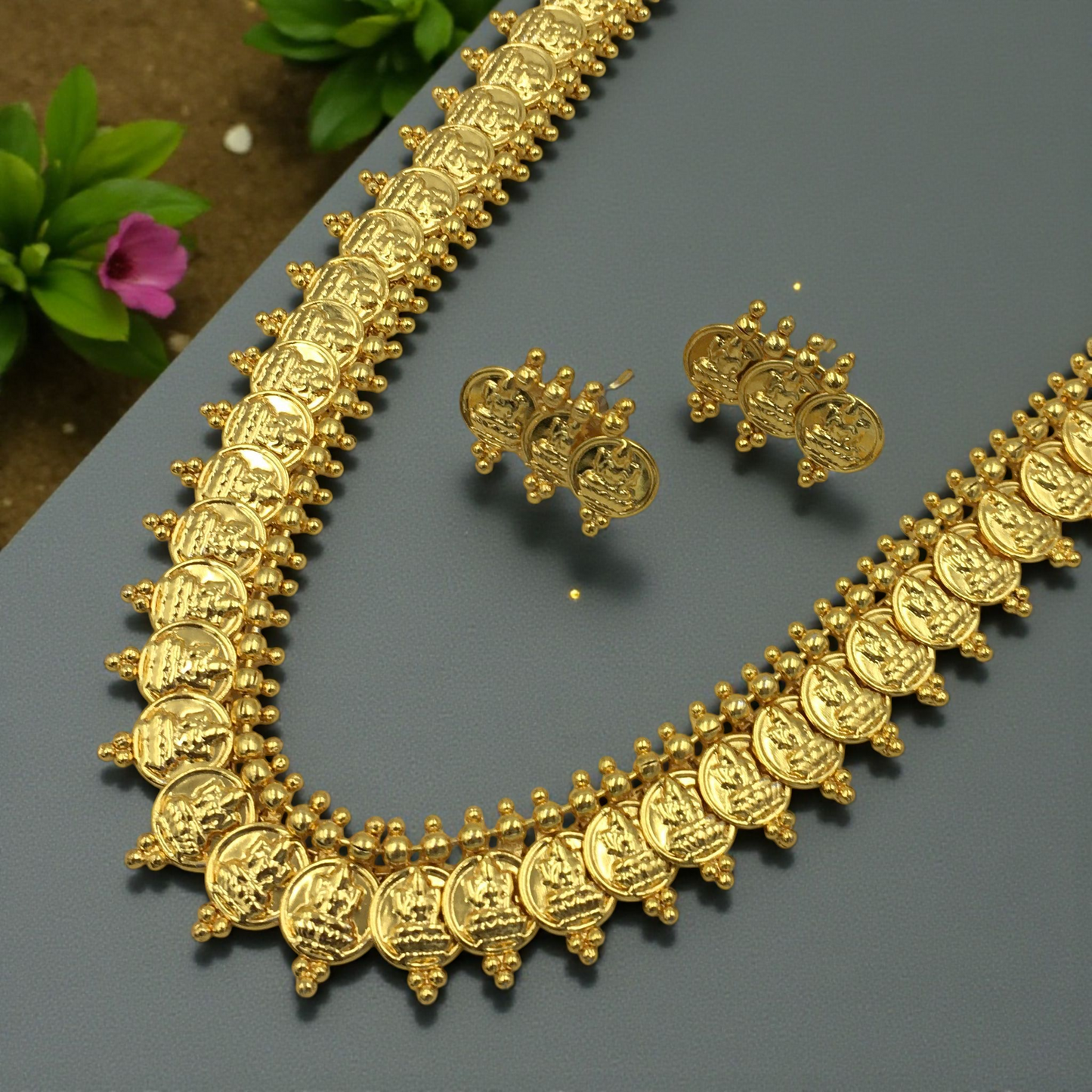 MAHALAXMI MICRO GOLD LONG NECKLACE SET