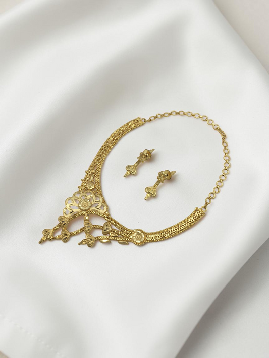 AARNA VALLI SHORT NECKLACE SET WITH EARRINGS FOR WOMEN | ONE GRAM FORMING TRADITIONAL JEWELLERY