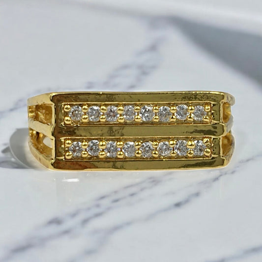 IGNITE AMERICAN DIAMOND MICRO GOLD PLATED RING