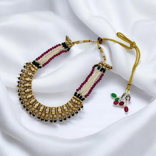 RAJWADI CLASSIC PEARL NECKLACE SET