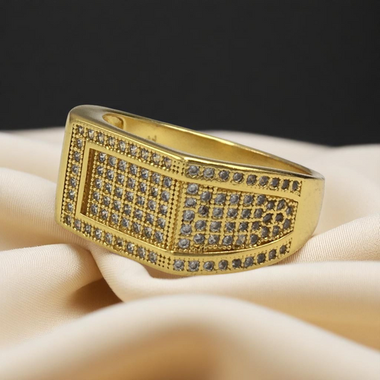 RIDANSH AMERICAN DIAMOND MICRO GOLD PLATED RING
