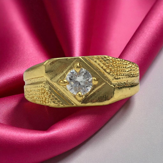 LAVISH AMERICAN DIAMOND MICRO GOLD PLATED RING