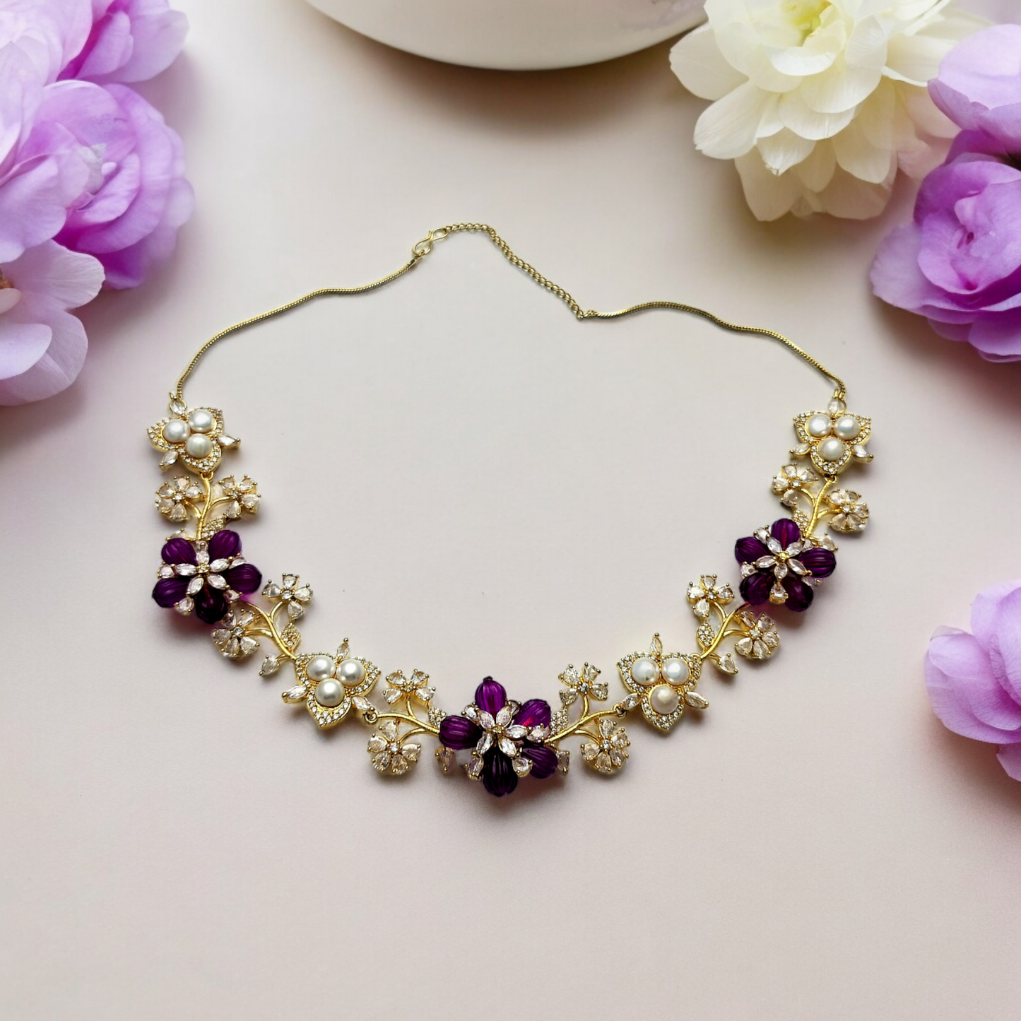 PURPLE FLORAL WHISPERS NECKLACE SET