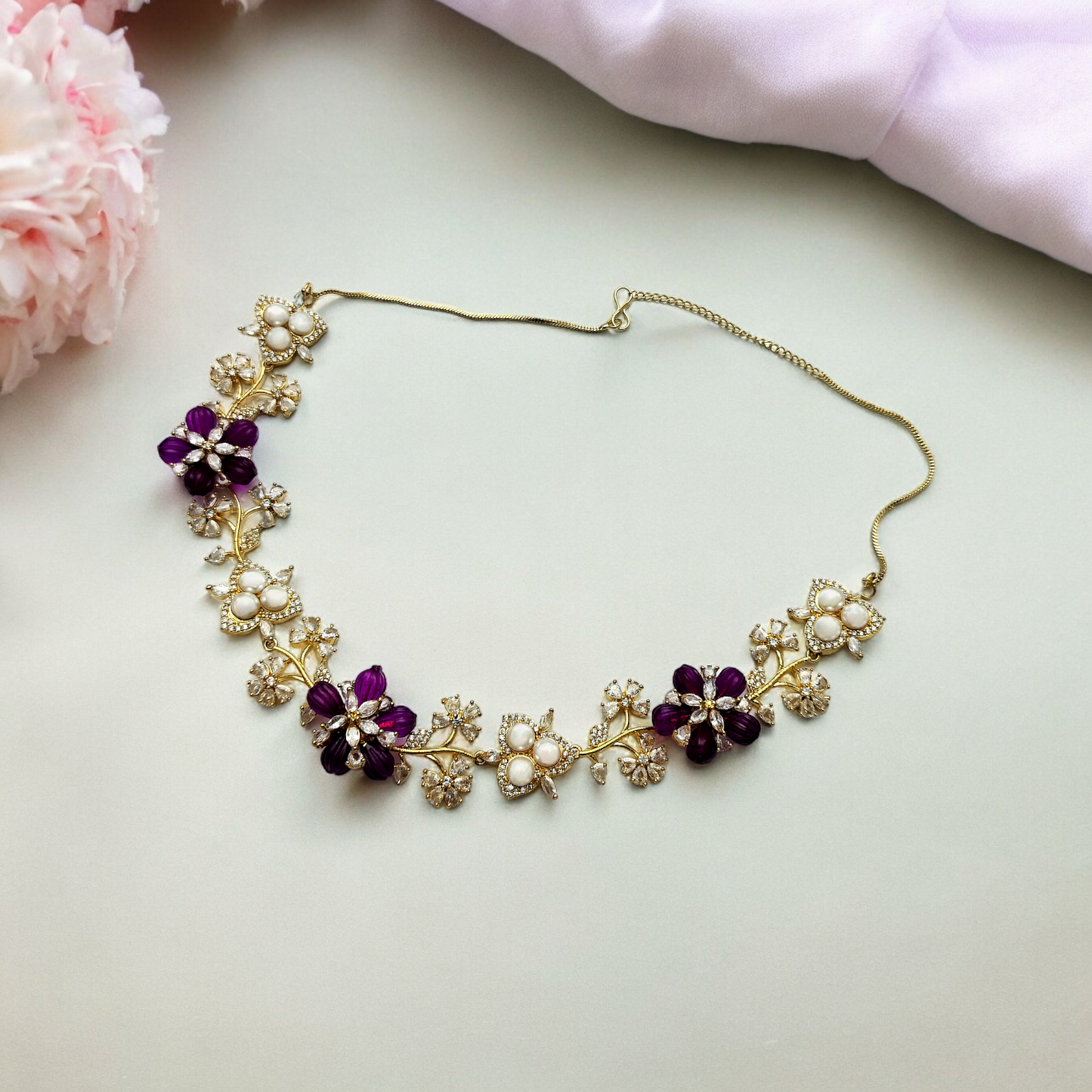 PURPLE FLORAL WHISPERS NECKLACE SET