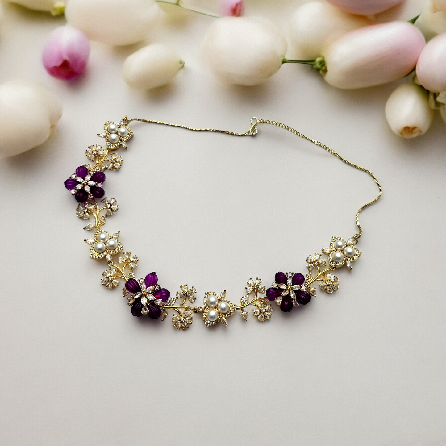 PURPLE FLORAL WHISPERS NECKLACE SET