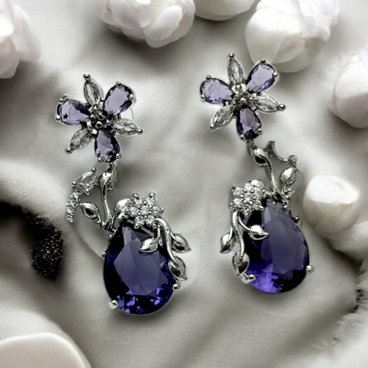 NEERVI PURPLE DEWDROP DELIGHT ZIRCONIA NECKLACE SET