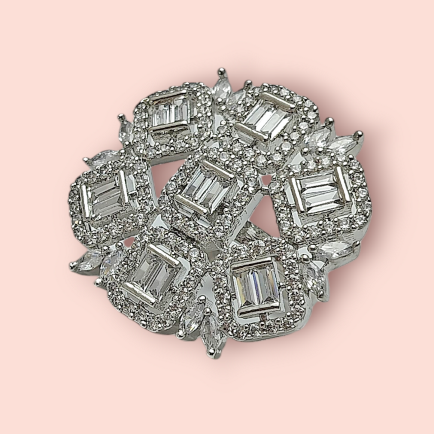NEERVI SILVER ZIRCONIA ADJUSTABLE RING