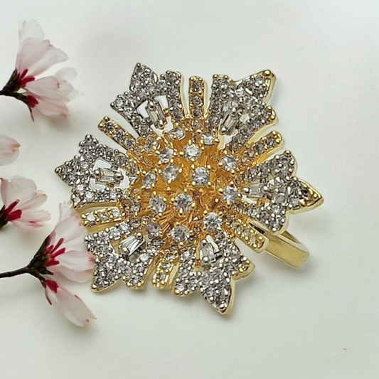 BLOSSOM BEAUTY WHITE ZIRCONIA ADJUSTABLE RING