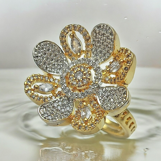 RADIANT BLOOM ZIRCONIA GOD ADJUSTABLE RING