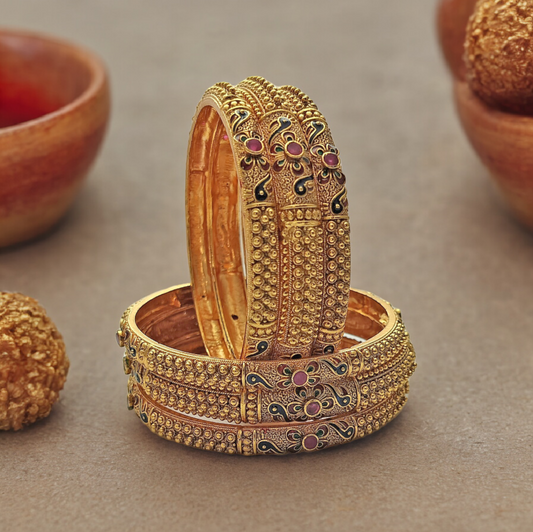 MEENAKARI MAJESTY BRASS BANGLE SET