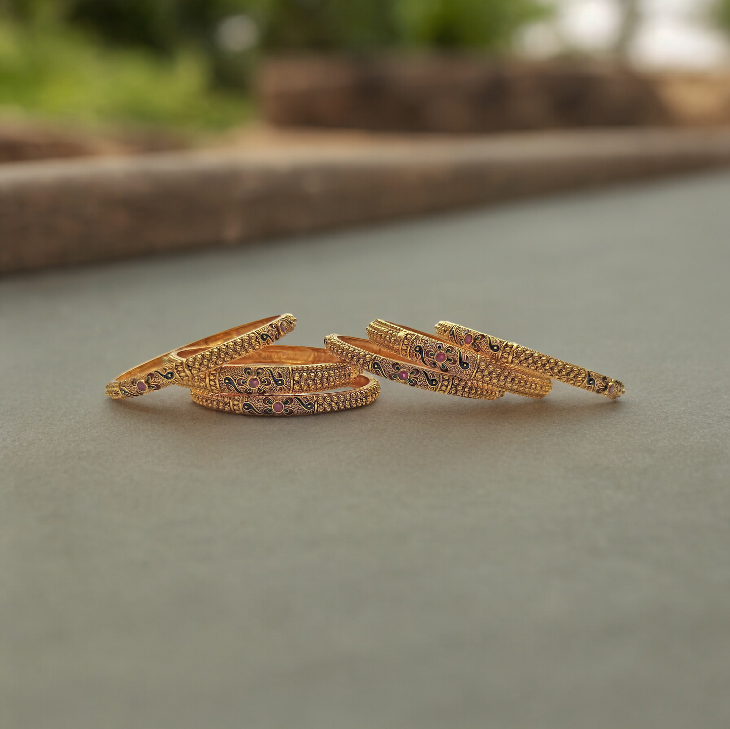 MEENAKARI MAJESTY BRASS BANGLE SET