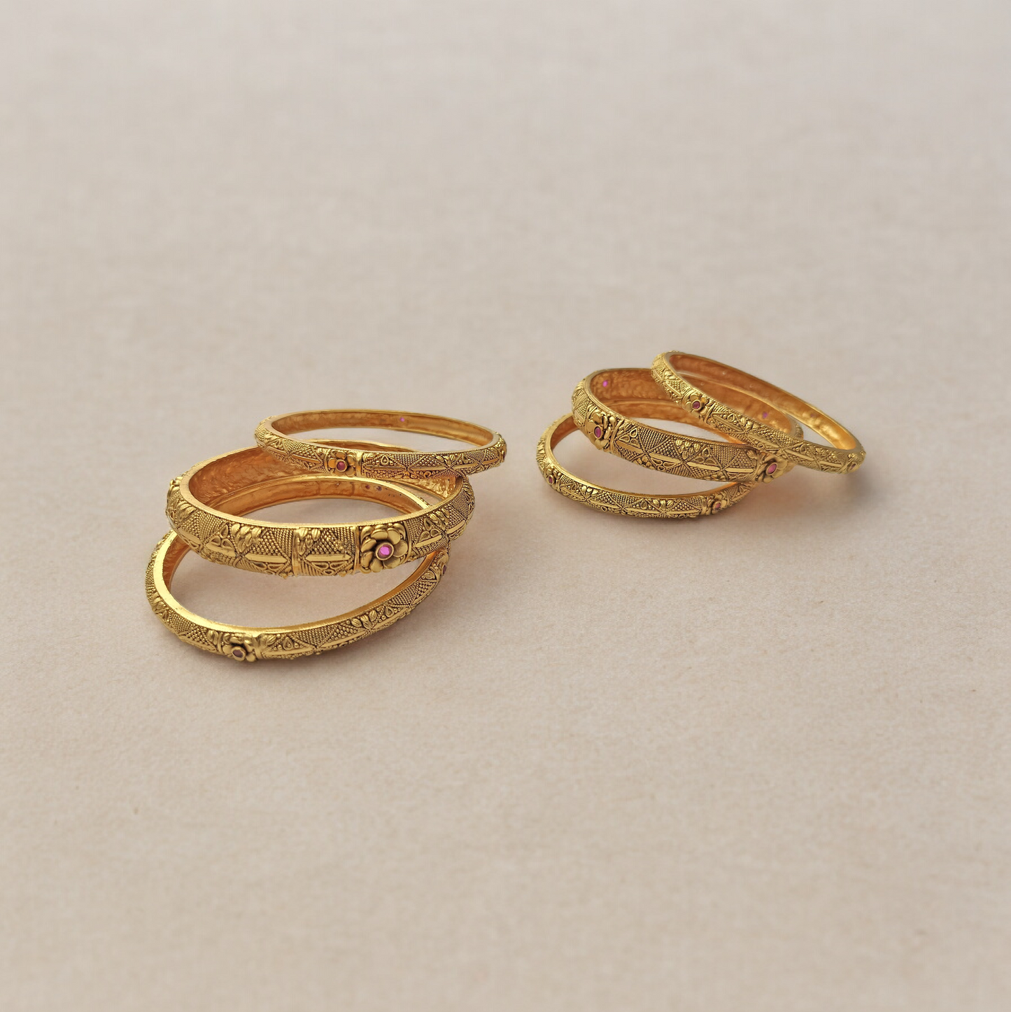 FLORAL RADIANCE BRASS BANGLE SET