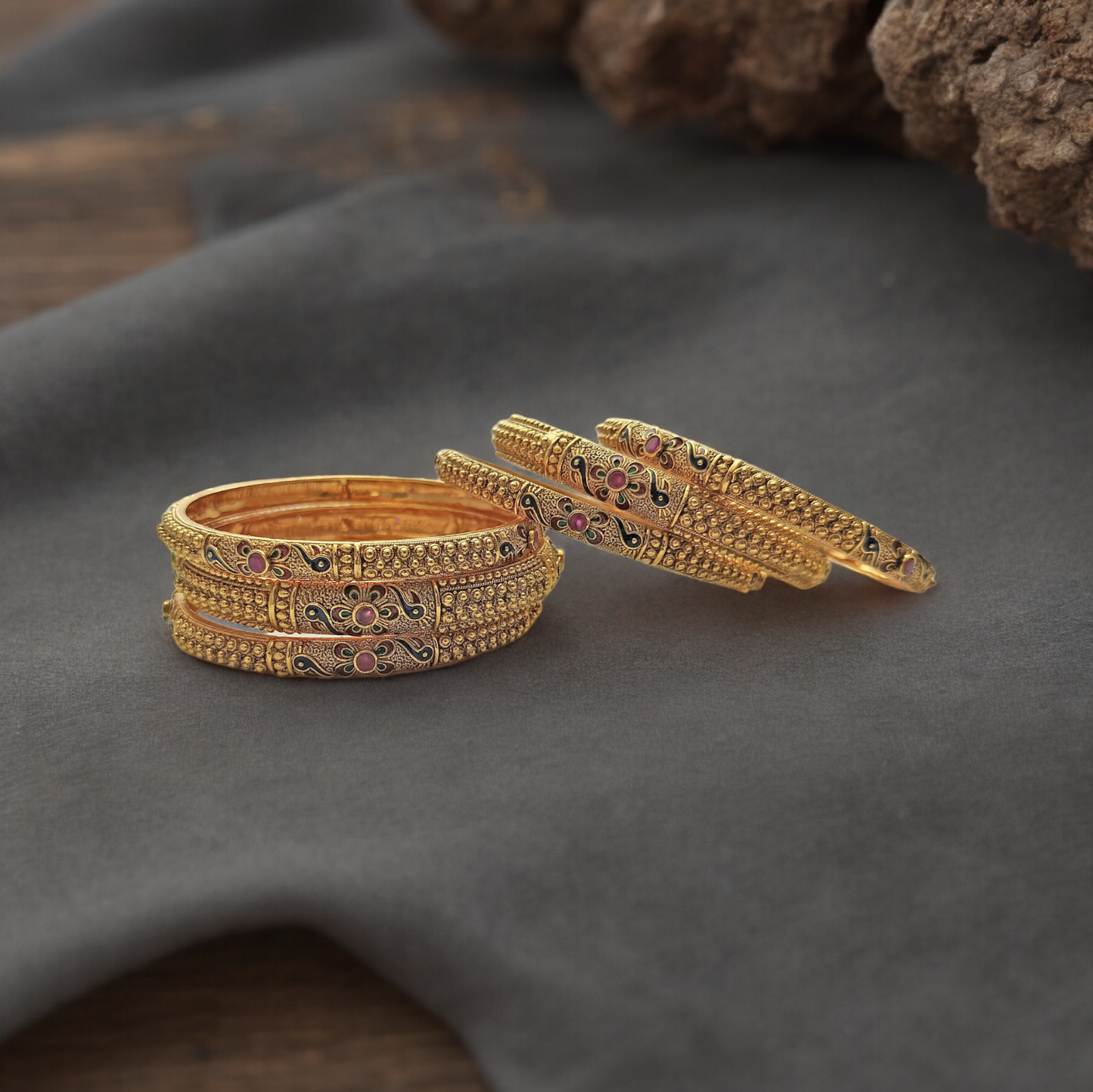 MEENAKARI MAJESTY BRASS BANGLE SET
