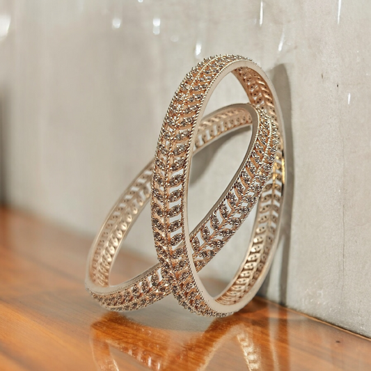 ETHEREAL LEAVES ROSE GOLD AD BANGLE SET