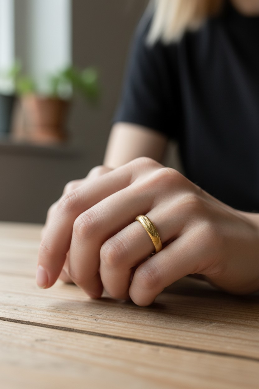 OVAL CENTER DETAIL GOLD LADIES RING