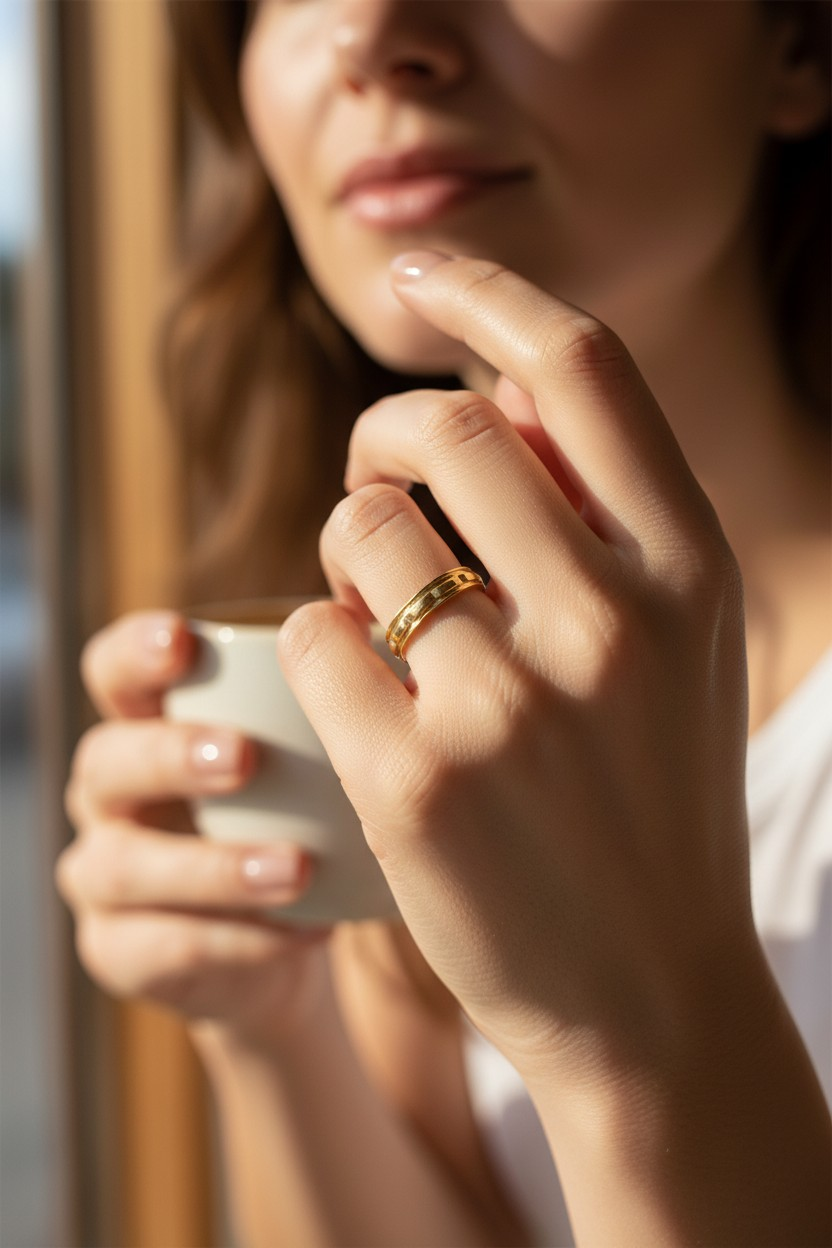 DOUBLE LINE PREMIUM GOLD BAND LADIES RING