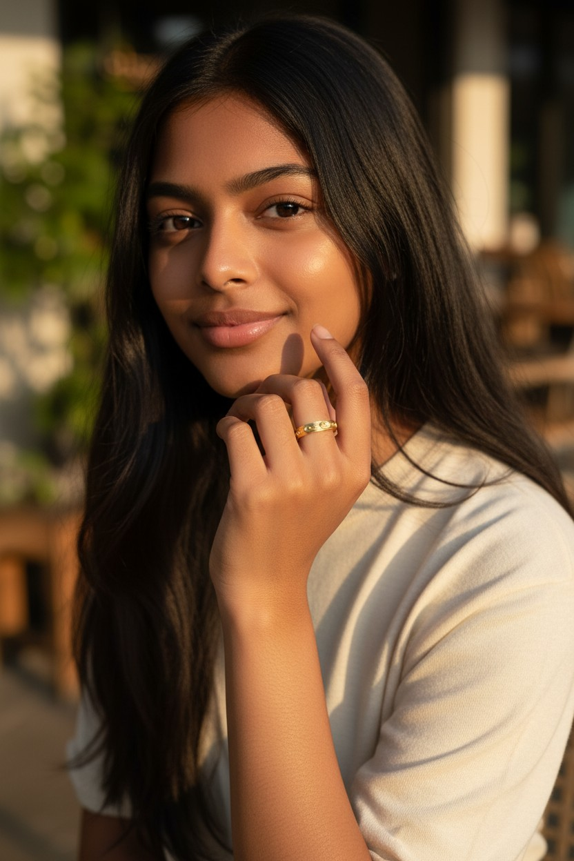 CLASSIC CIRCLE DETAIL GOLD PLATED LADIES RING