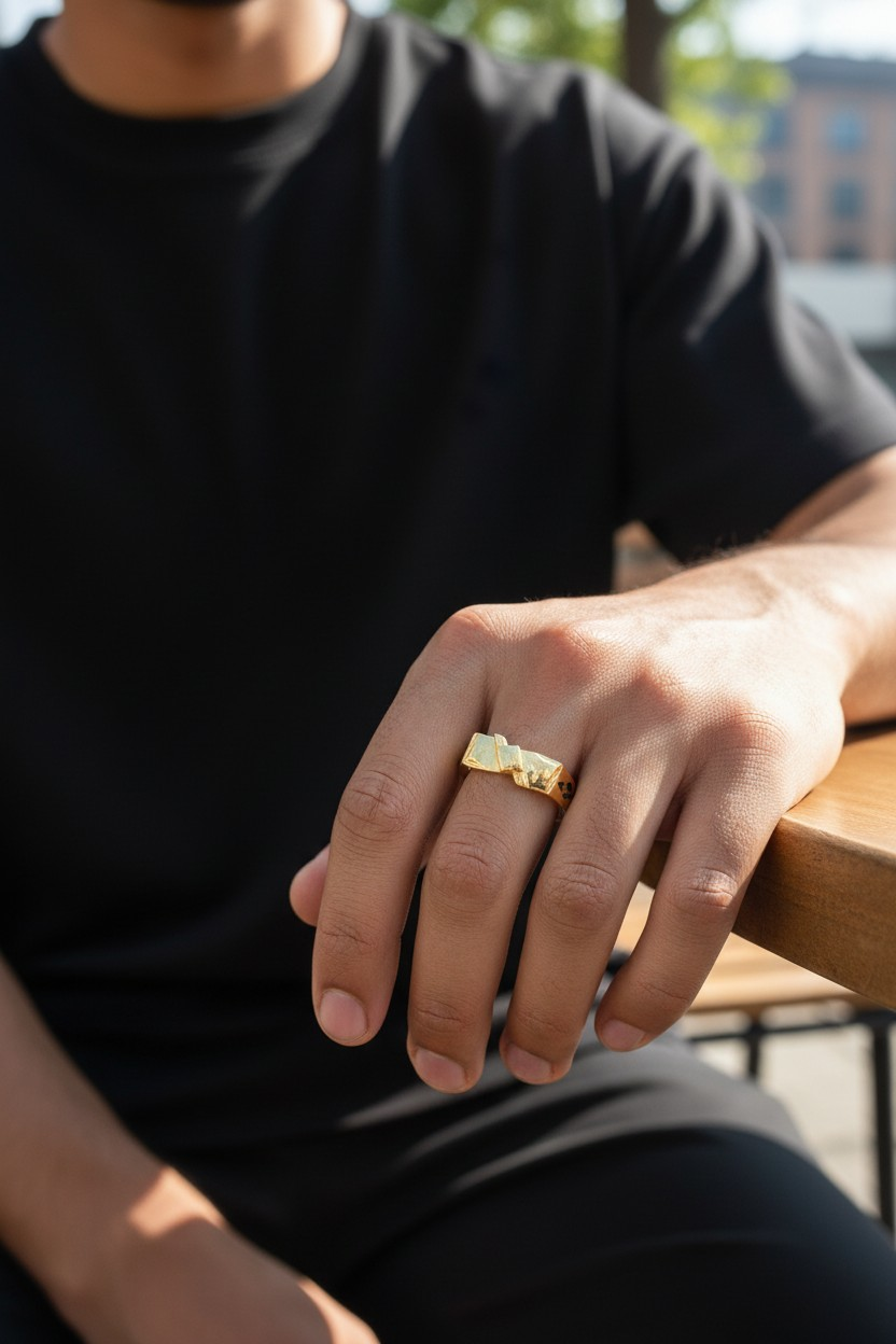 AURMEN EDGE STRIKE GOLD MEN'S RING